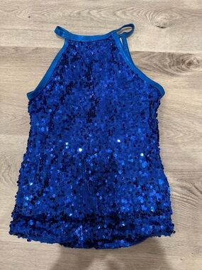 Balera Royal Blue Sequin Halter Dance Top. Size MC